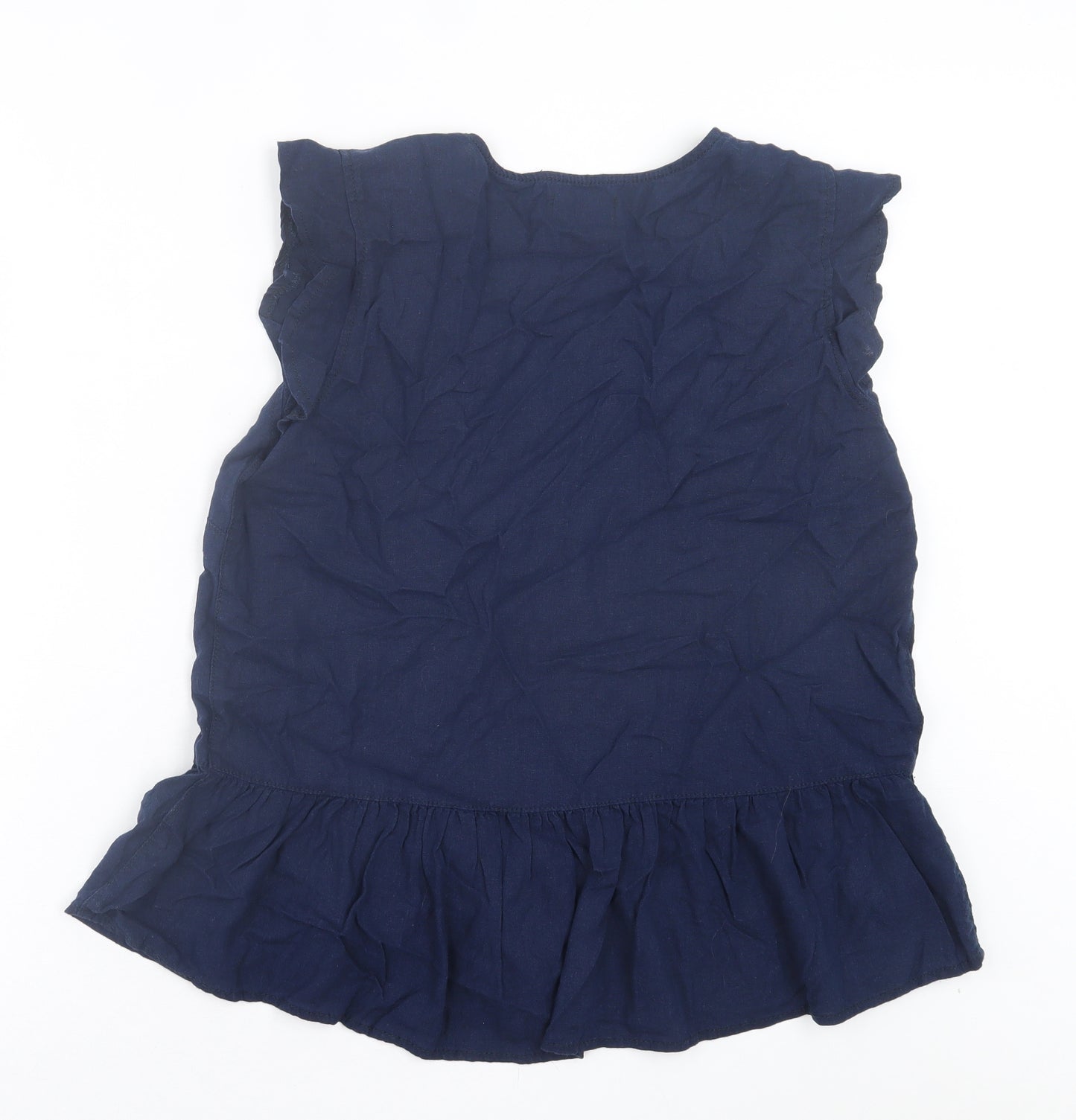 Papaya Womens Blue Linen Basic Button-Up Size 16 V-Neck