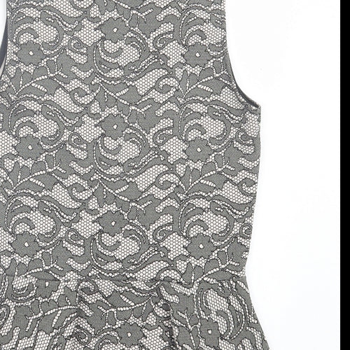 Bloose Womens Black Floral Polyester Basic Tank Size 12 Round Neck