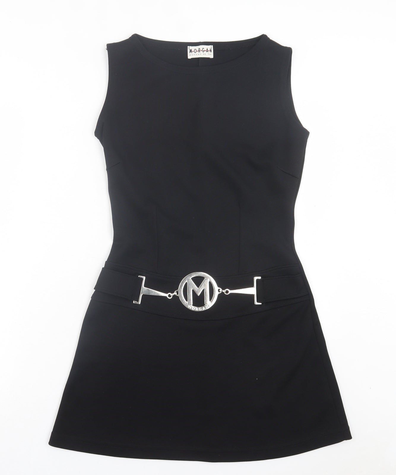 Morgan de Toi Womens Black Polyester A-Line Size L Boat Neck Pullover