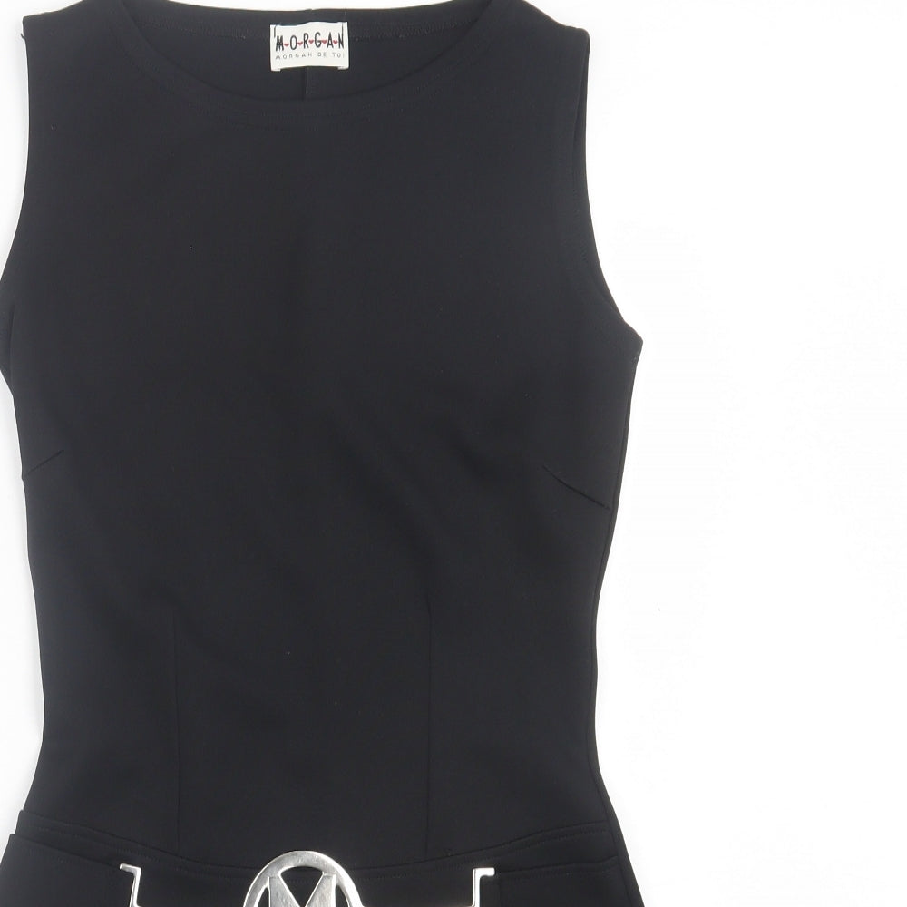 Morgan de Toi Womens Black Polyester A-Line Size L Boat Neck Pullover
