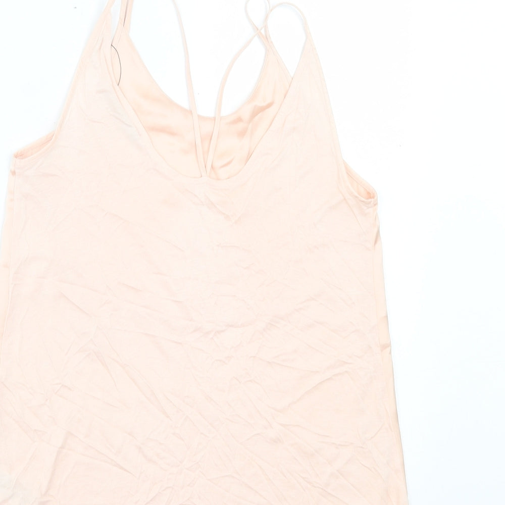 Marks and Spencer Womens Pink Polyester Basic Tank Size 8 Scoop Neck