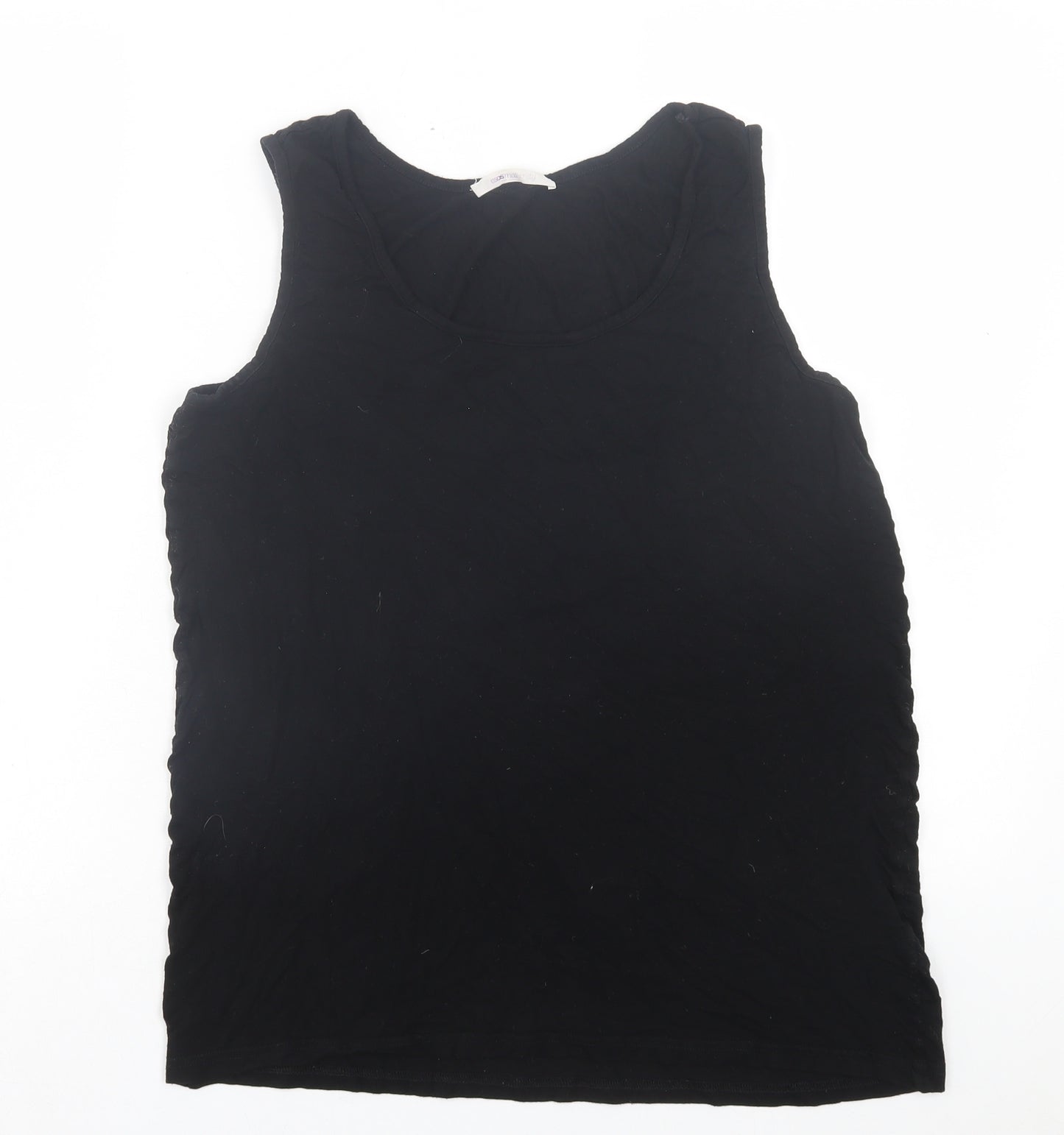 ASOS Womens Black Viscose Basic Tank Size 14 Scoop Neck - Ruched Sides