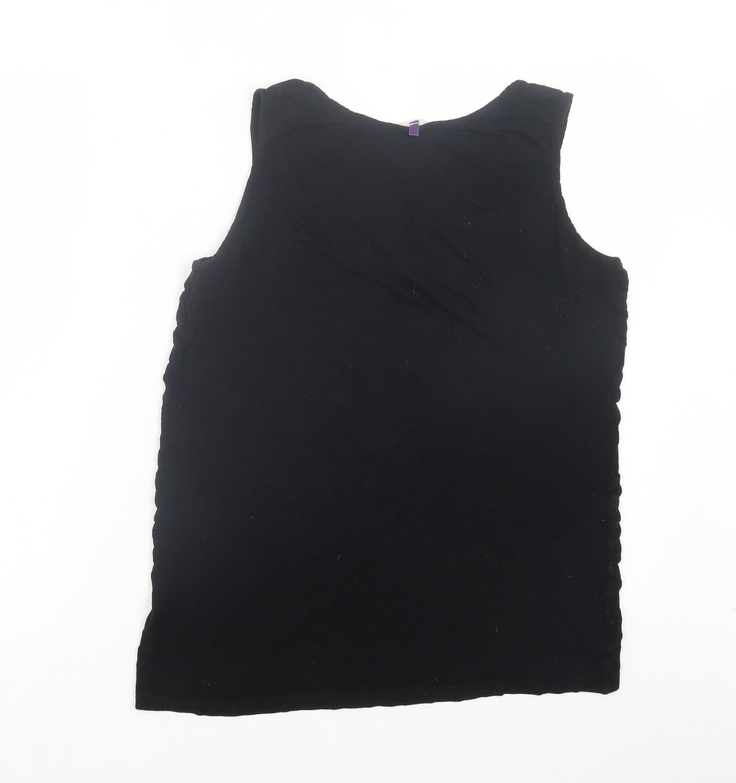 ASOS Womens Black Viscose Basic Tank Size 14 Scoop Neck - Ruched Sides