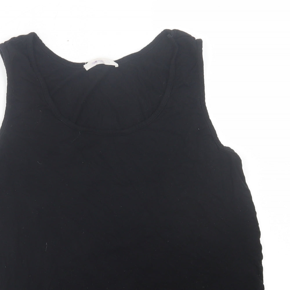 ASOS Womens Black Viscose Basic Tank Size 14 Scoop Neck - Ruched Sides