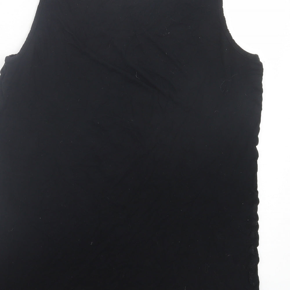 ASOS Womens Black Viscose Basic Tank Size 14 Scoop Neck - Ruched Sides