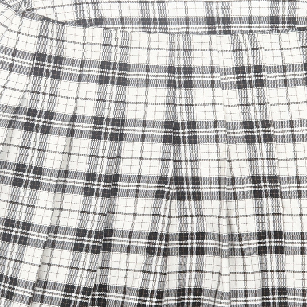 New Look Womens Black Plaid Polyester A-Line Skirt Size 10 Zip