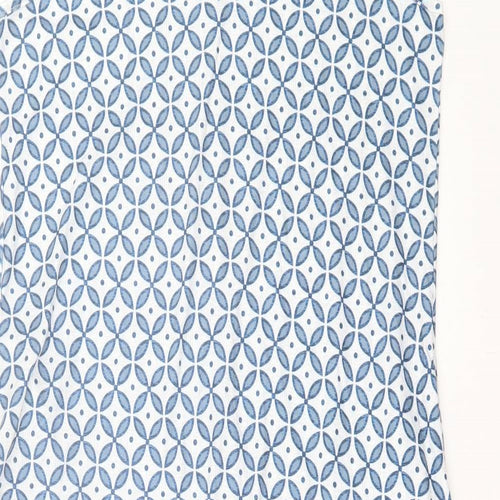 Preworn Womens Blue Geometric Polyester A-Line Size M V-Neck Pullover