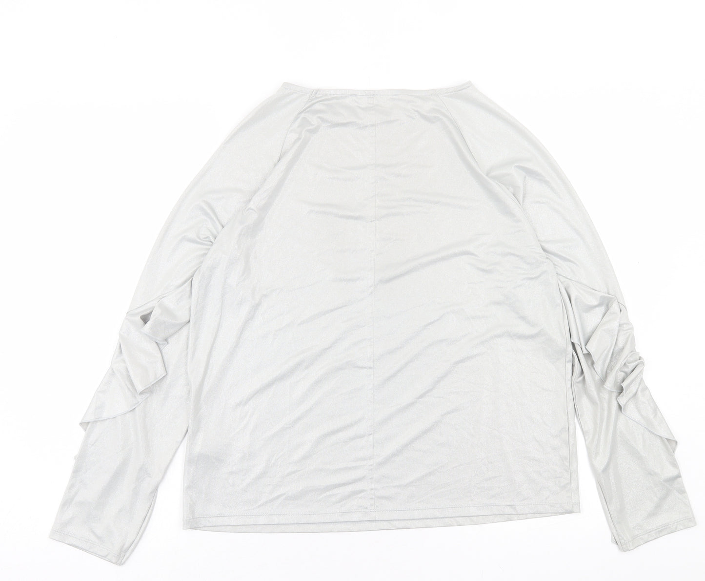 Marks and Spencer Womens Grey Polyester Basic Blouse Size 12 Crew Neck