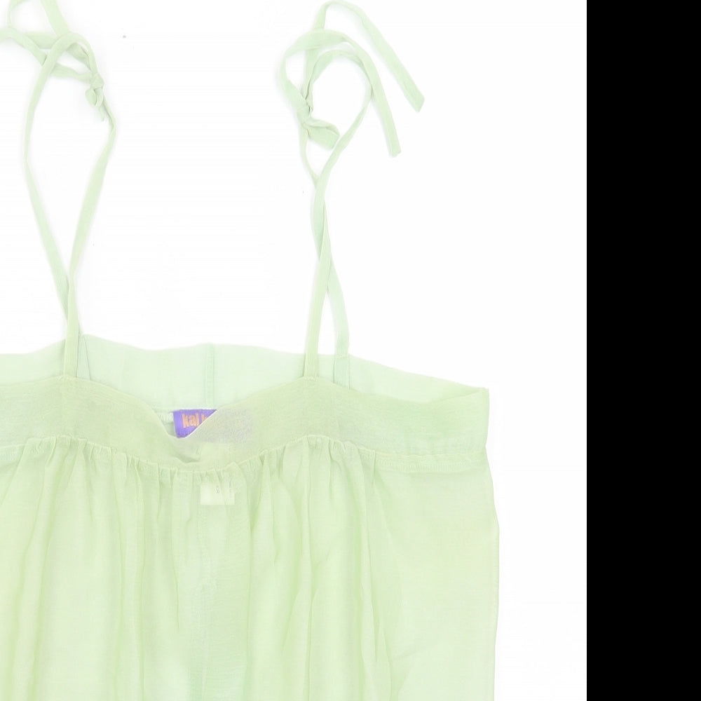 Kal Kaur rai Womens Green Polyester Camisole Tank Size M Square Neck