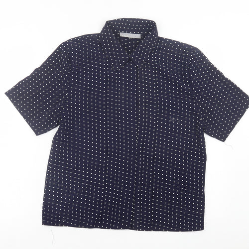 Principles Womens Blue Polka Dot Polyester Basic Button-Up Size 12 Collared