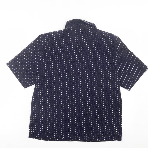 Principles Womens Blue Polka Dot Polyester Basic Button-Up Size 12 Collared