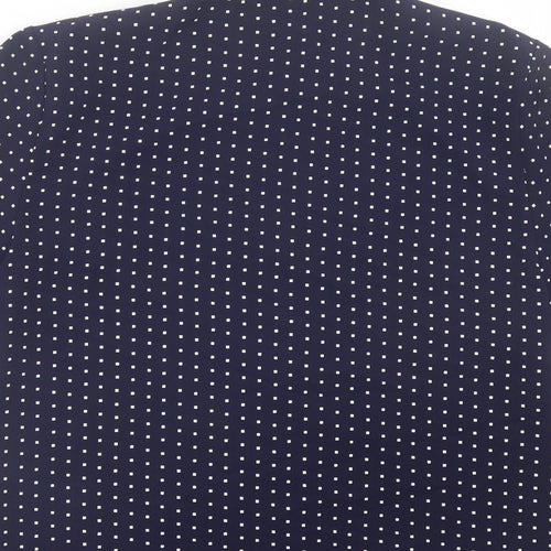 Principles Womens Blue Polka Dot Polyester Basic Button-Up Size 12 Collared