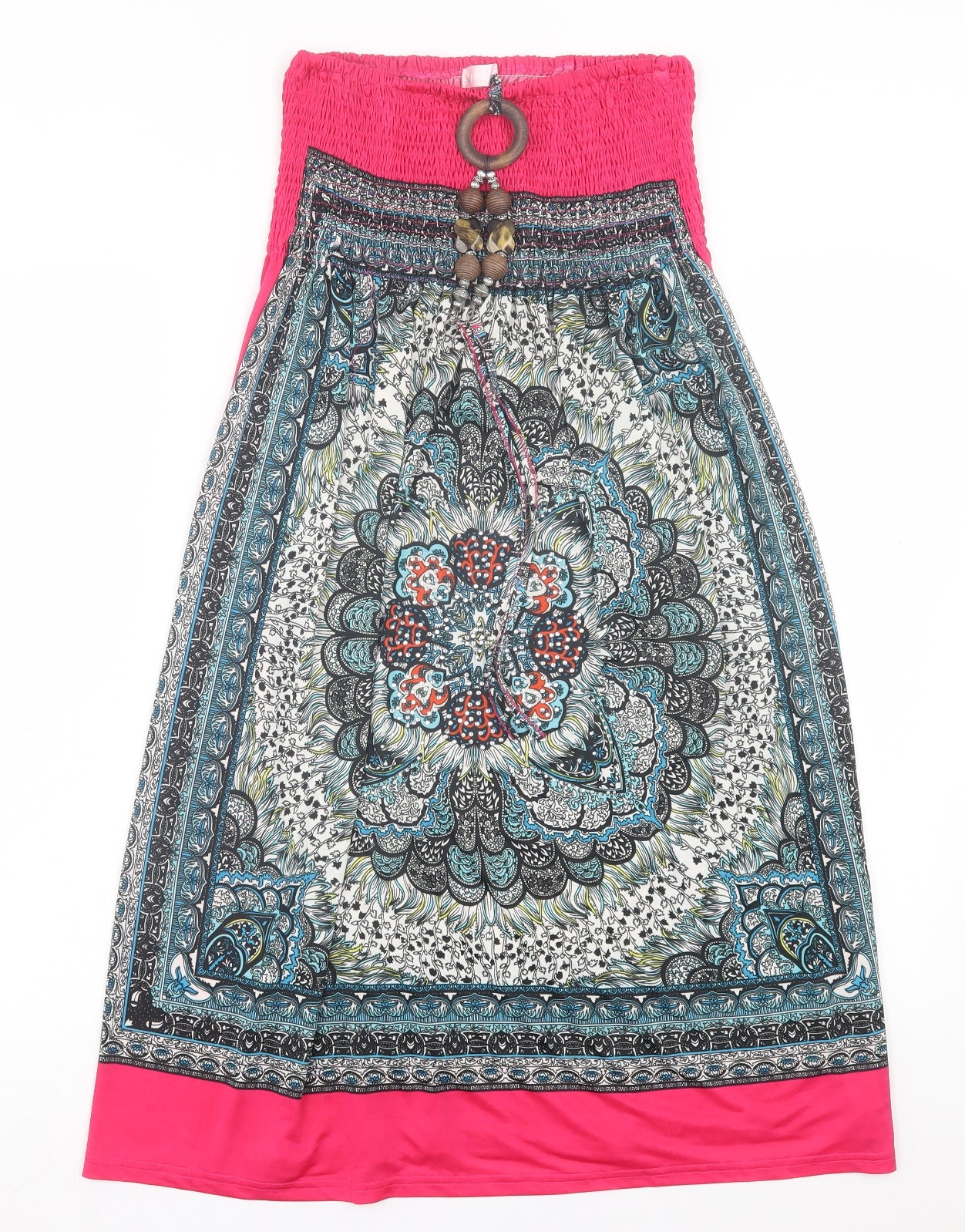 FRA-ITA Womens Pink Paisley Polyester A-Line Size S Off the Shoulder Pullover