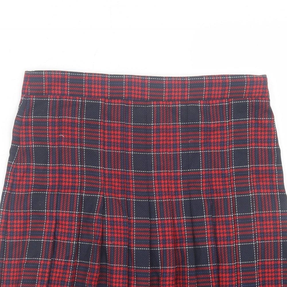 NEXT Womens Red Plaid Polyester A-Line Skirt Size 8 Zip