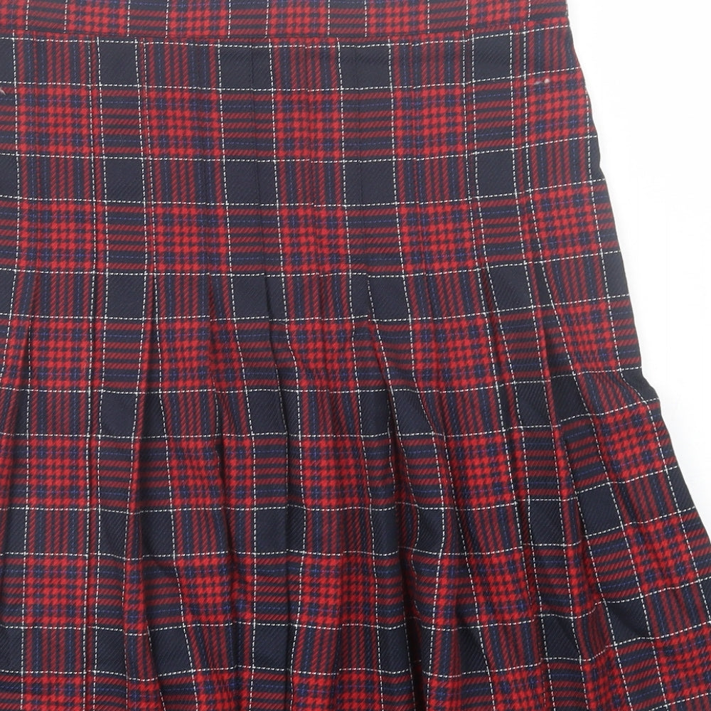 NEXT Womens Red Plaid Polyester A-Line Skirt Size 8 Zip