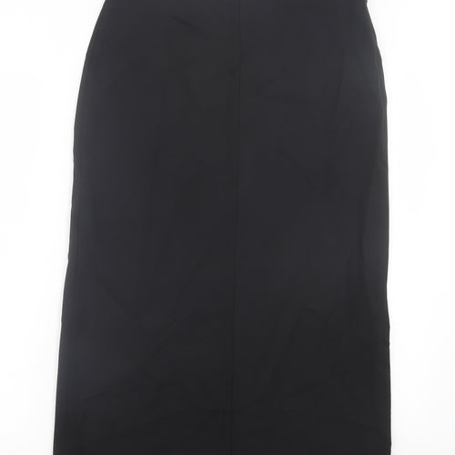 Zara Womens Black Polyamide A-Line Skirt Size L Zip