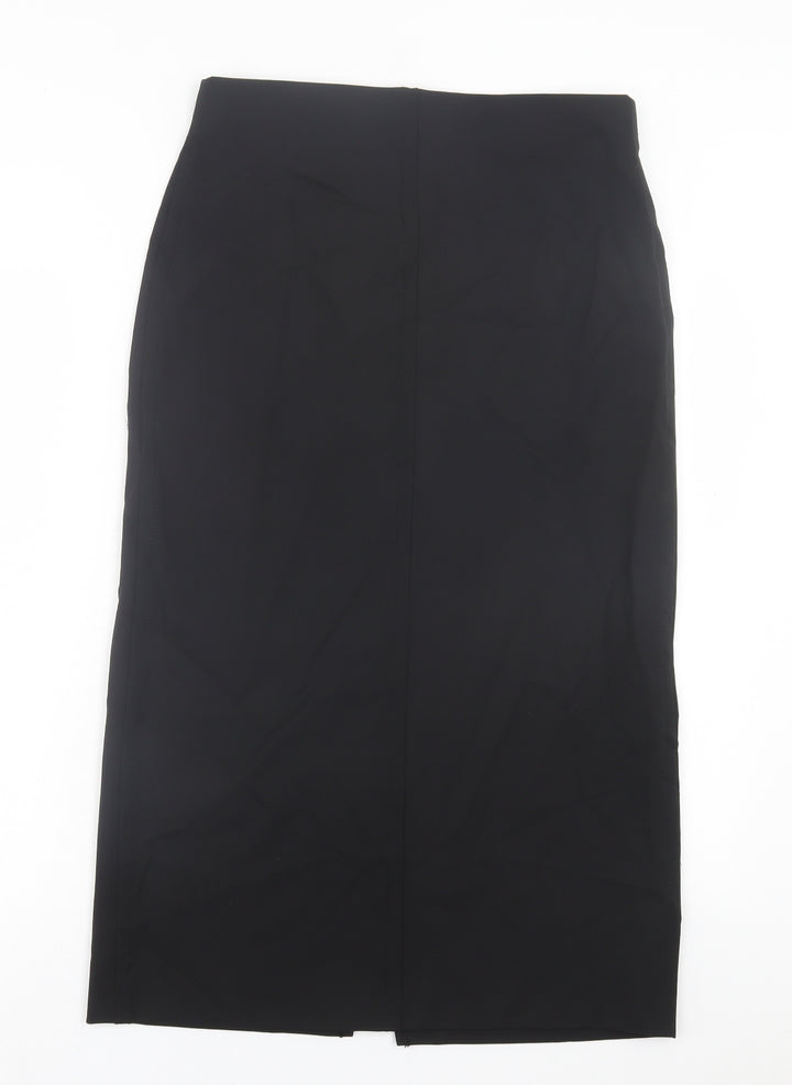 Zara Womens Black Polyamide A-Line Skirt Size L Zip