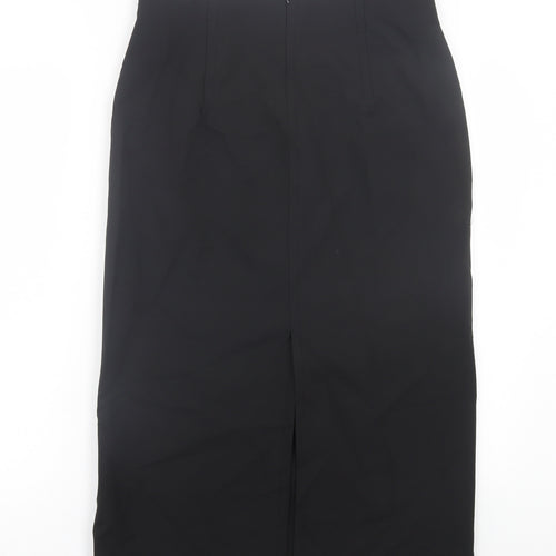 Zara Womens Black Polyamide A-Line Skirt Size L Zip