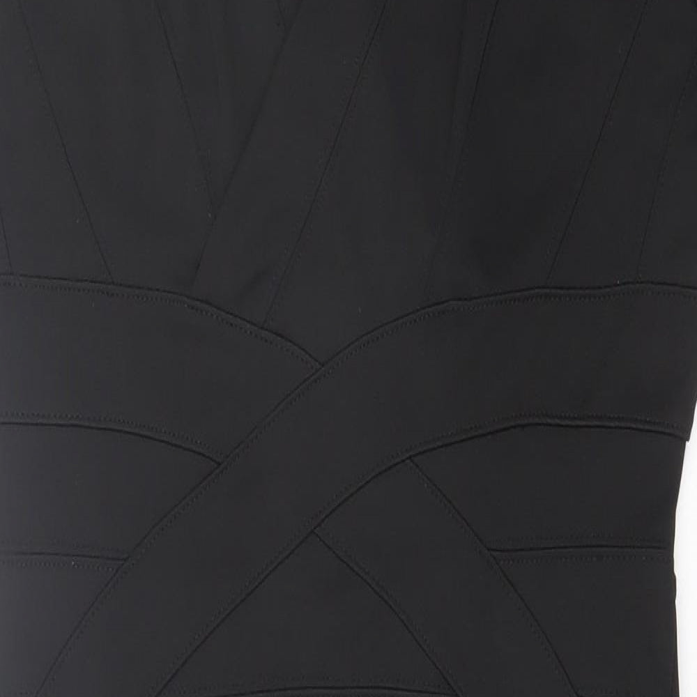 Papaya Womens Black Polyester Bodycon Size 14 V-Neck Pullover