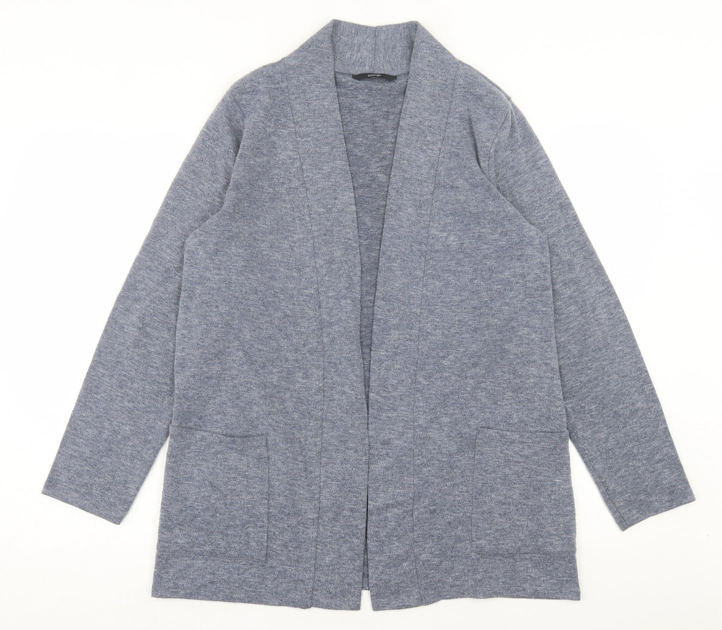 George Womens Blue V-Neck Polyester Cardigan Jumper Size M
