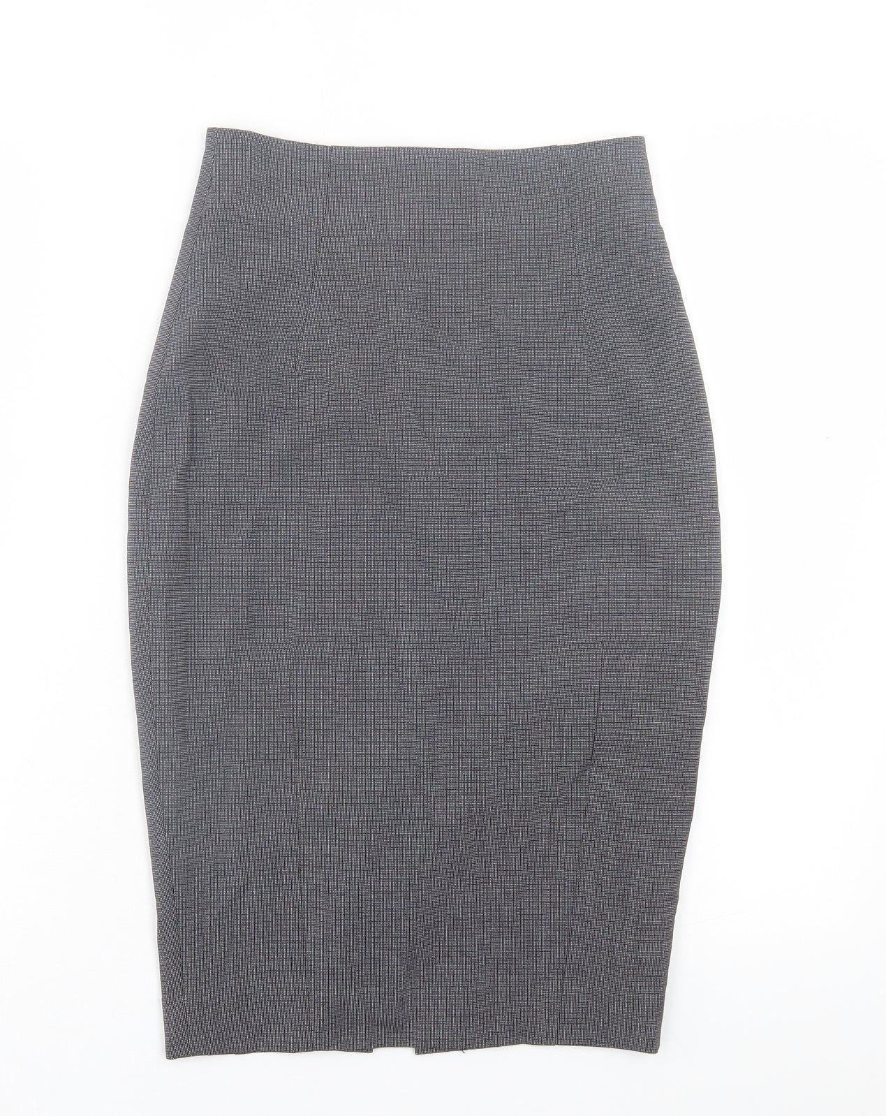H&M Womens Grey Plaid Polyester A-Line Skirt Size 8 Zip
