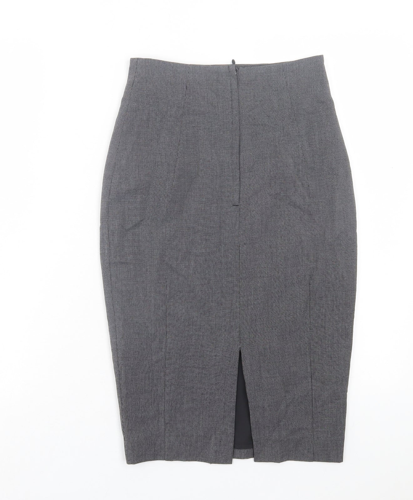 H&M Womens Grey Plaid Polyester A-Line Skirt Size 8 Zip