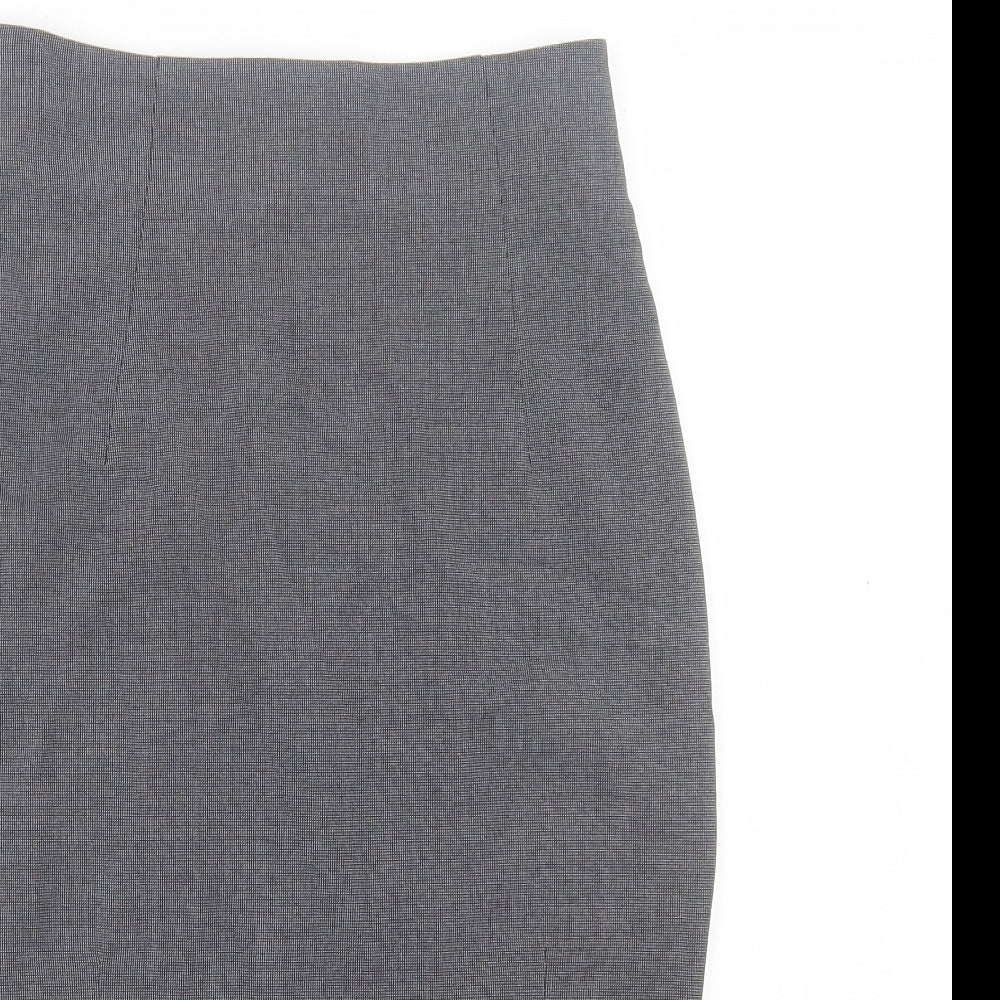 H&M Womens Grey Plaid Polyester A-Line Skirt Size 8 Zip