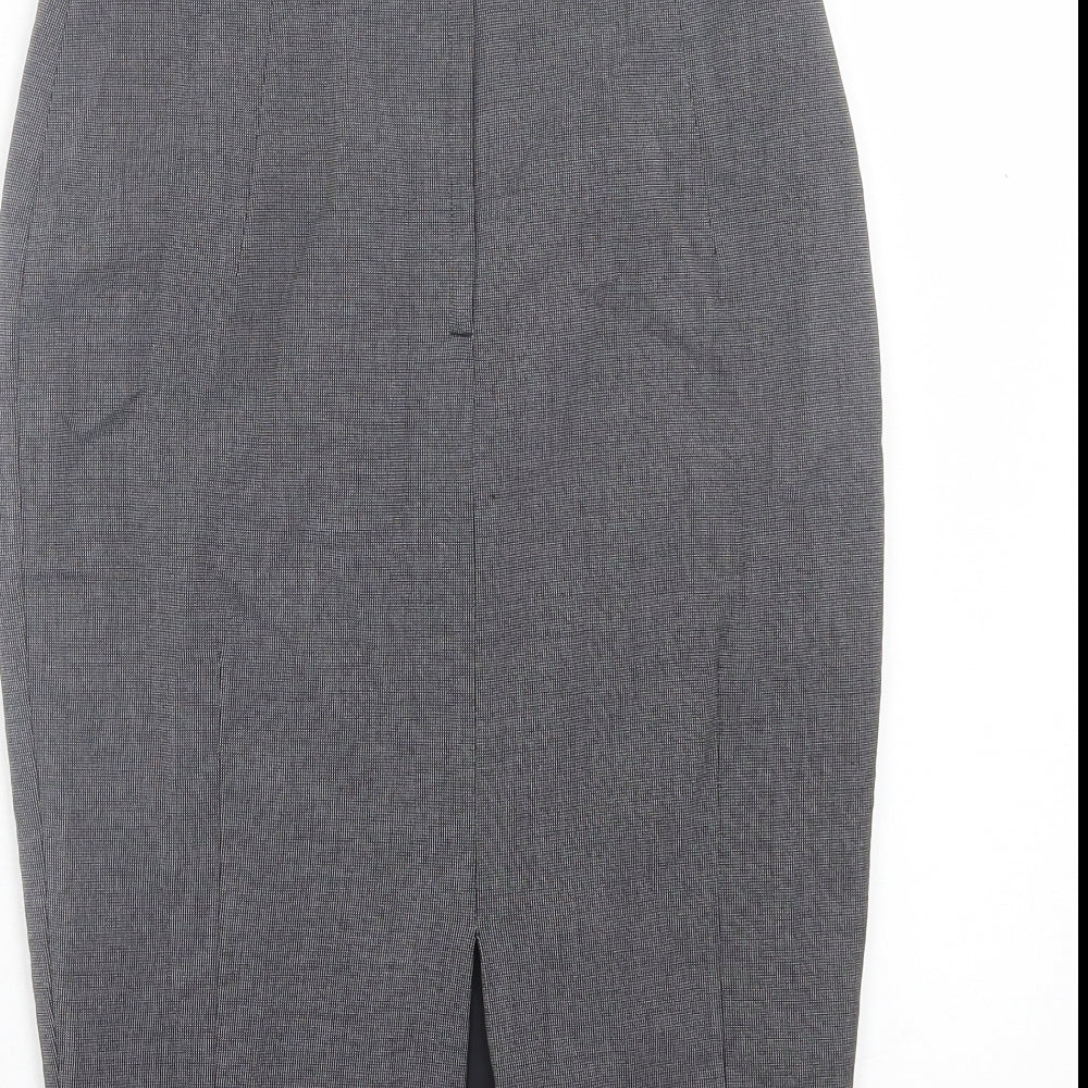 H&M Womens Grey Plaid Polyester A-Line Skirt Size 8 Zip