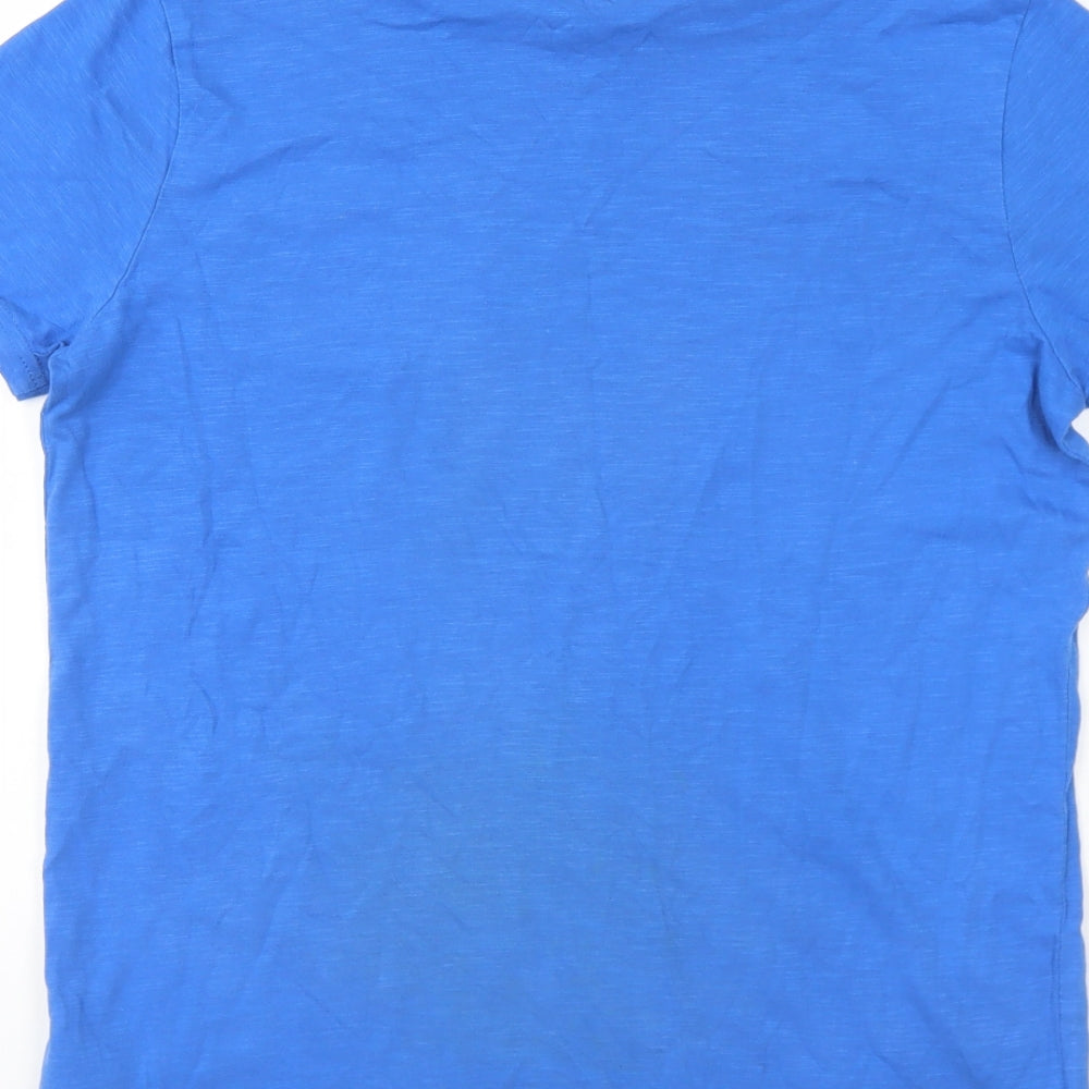 Marks and Spencer Boys Blue Cotton Basic T-Shirt Size 13-14 Years Round Neck Pullover