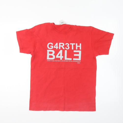 Fruit of the Loom Boys Red Cotton Basic T-Shirt Size 12-13 Years Round Neck Pullover - Gareth Bale