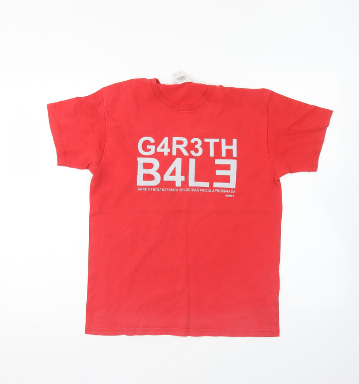 Fruit of the Loom Boys Red Cotton Basic T-Shirt Size 12-13 Years Round Neck Pullover - Gareth Bale