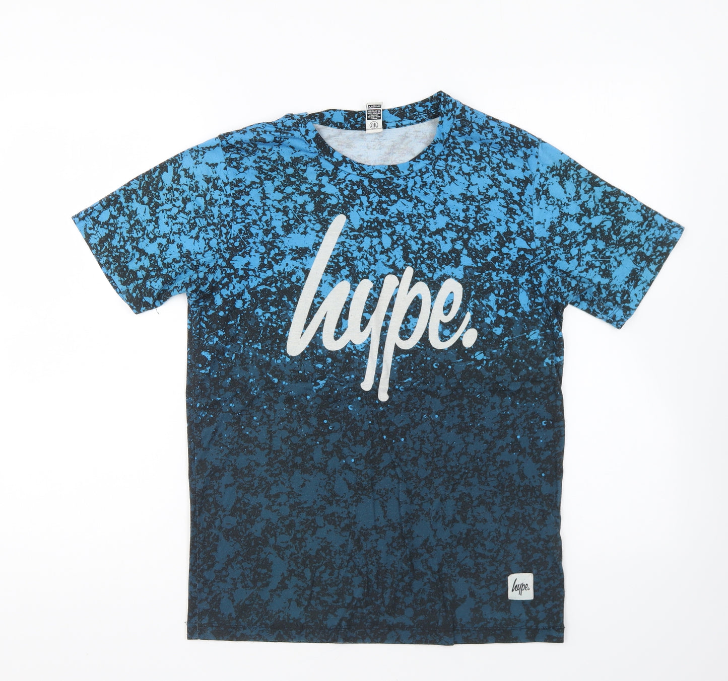 Hype Boys Blue Cotton Basic T-Shirt Size 13 Years Round Neck Pullover