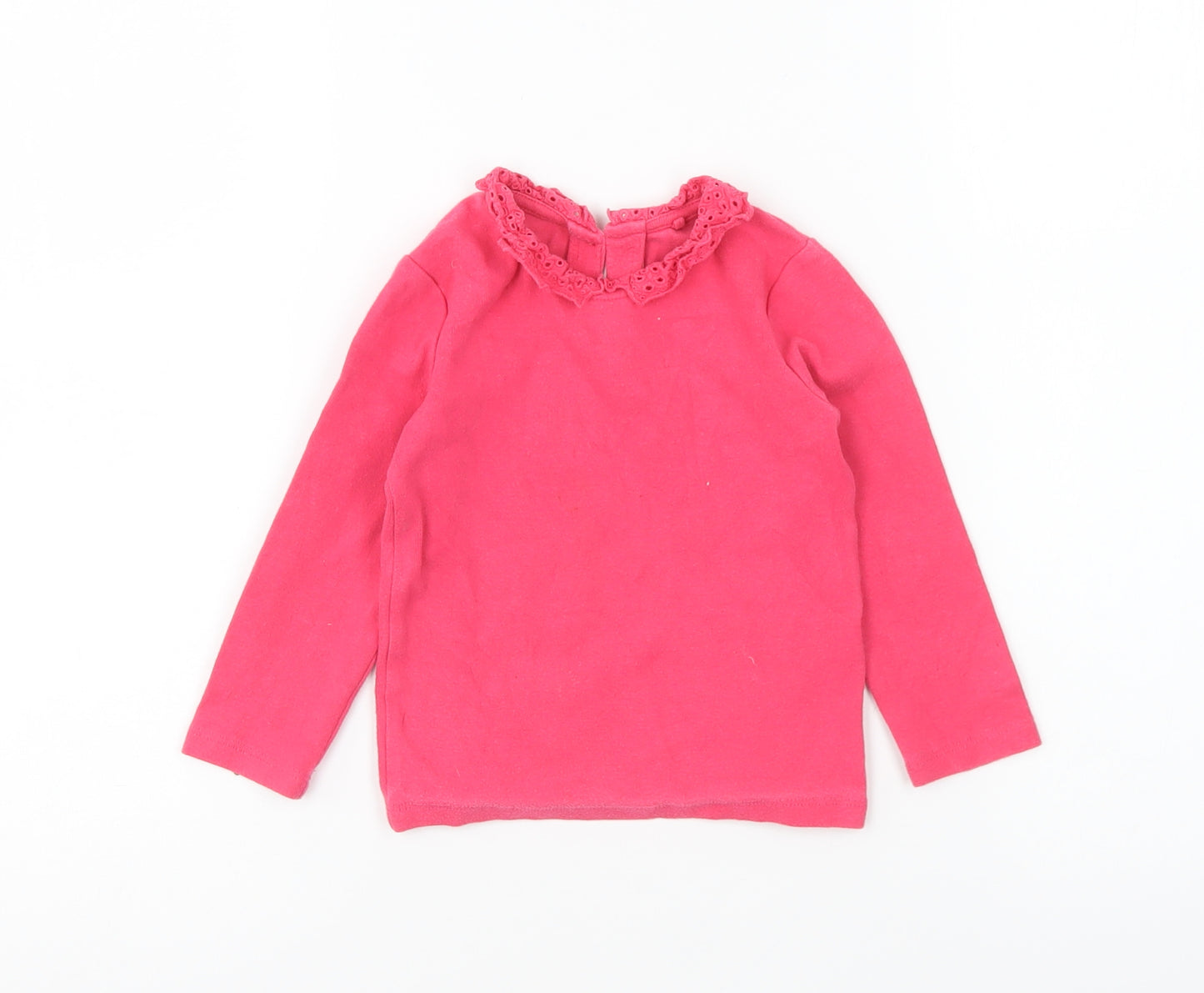NEXT Girls Pink Cotton Pullover Jumper Size 12-18 Months Button