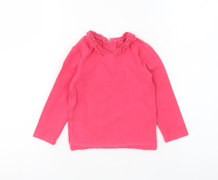 NEXT Girls Pink Cotton Pullover Jumper Size 12-18 Months Button