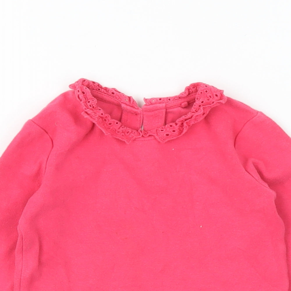NEXT Girls Pink Cotton Pullover Jumper Size 12-18 Months Button