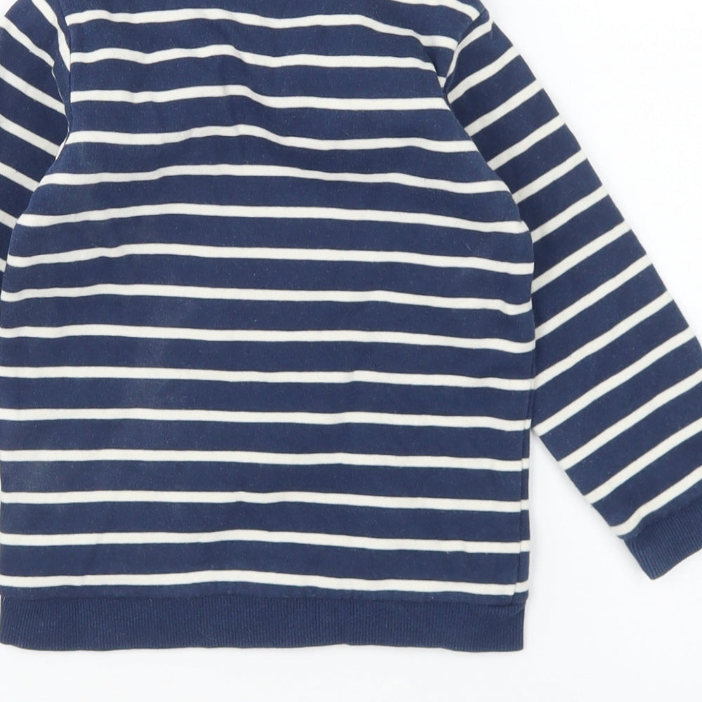 Marks and Spencer Baby Blue Striped Cotton Pullover Jumper Size 18-24 Months Snap - Dinosaur