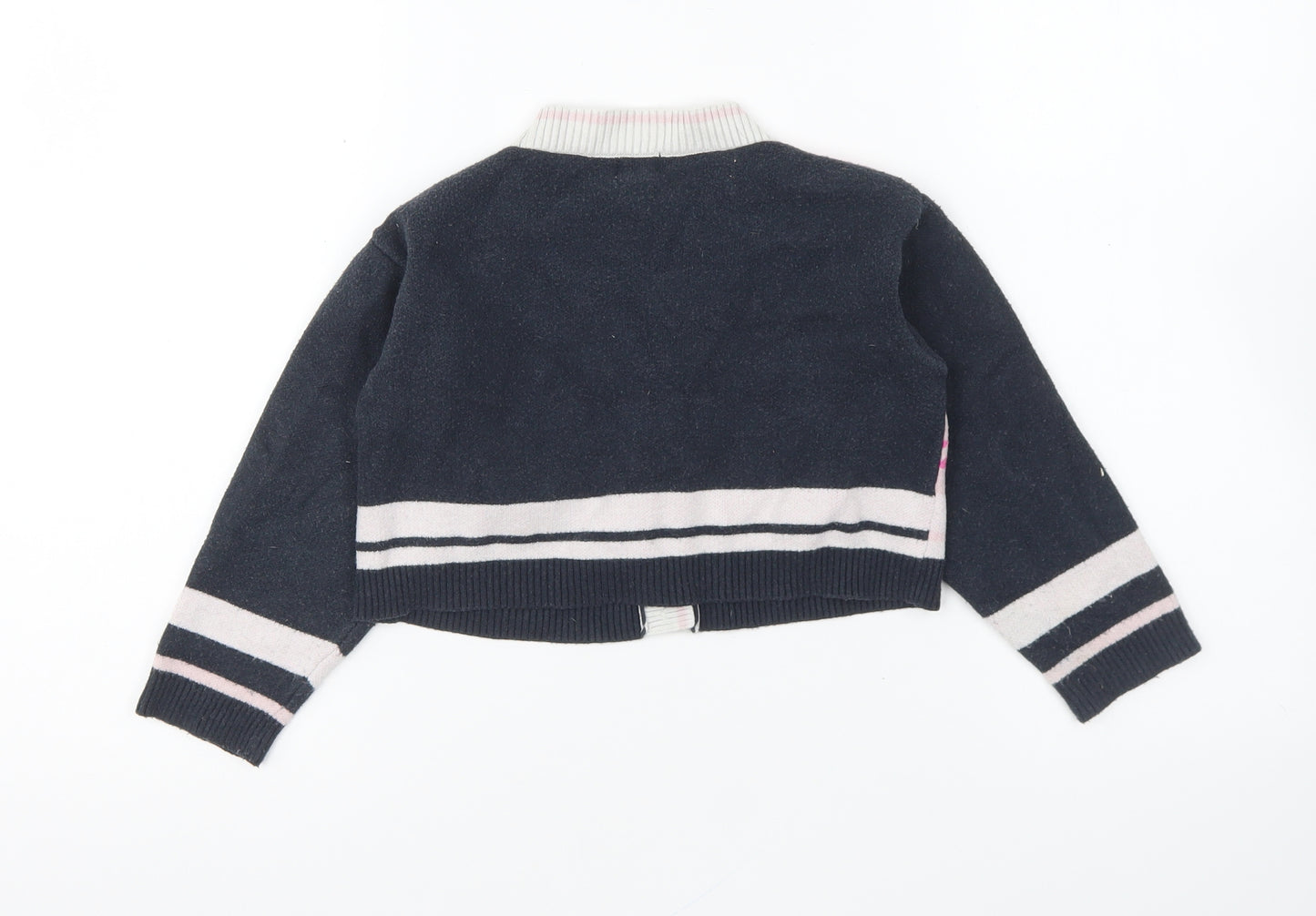 River Island Girls Multicoloured V-Neck Houndstooth Viscose Cardigan Jumper Size 3-4 Years Button