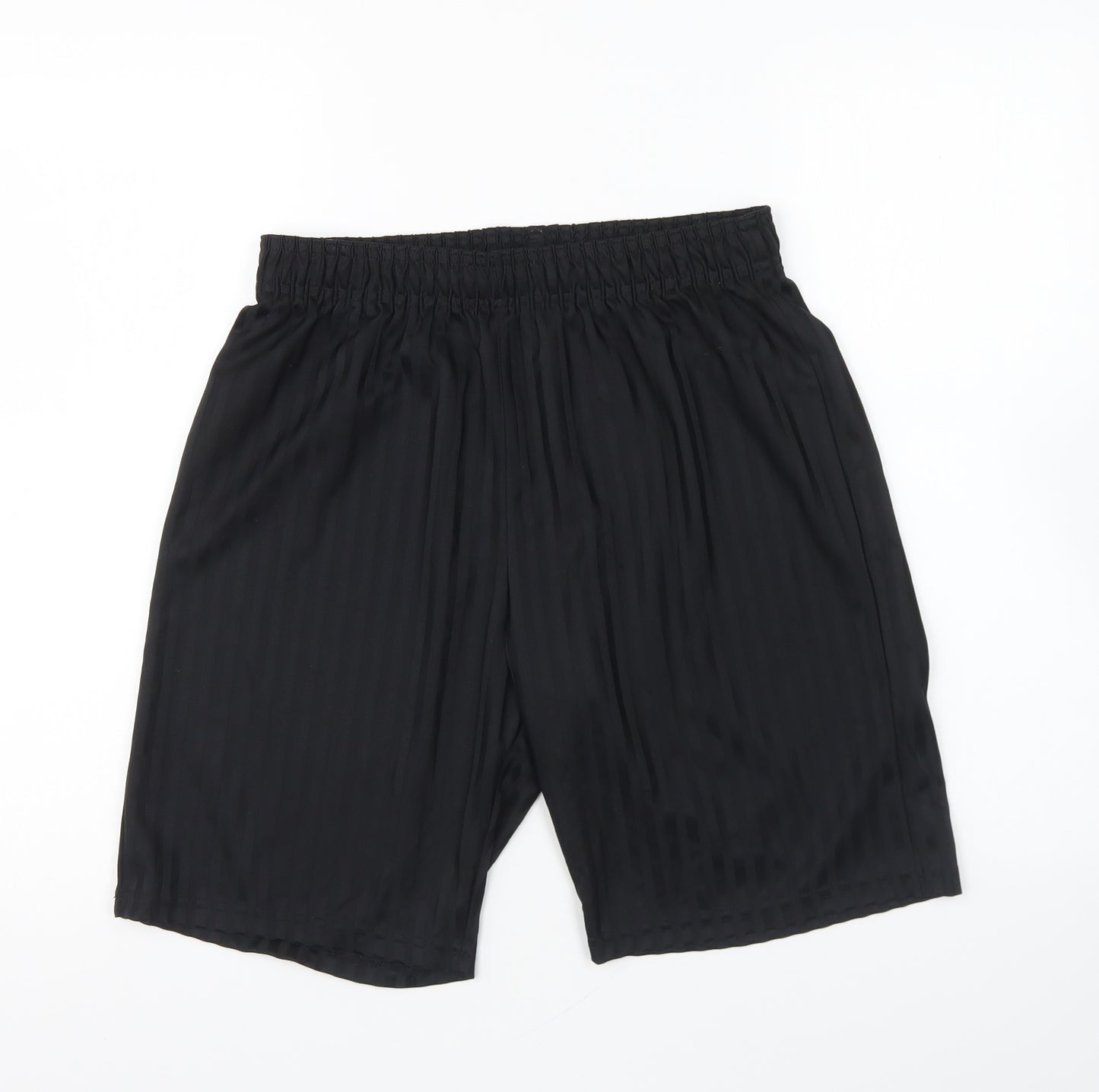 F&F Boys Black Striped Polyester Sweat Shorts Size 15-16 Years Regular Drawstring