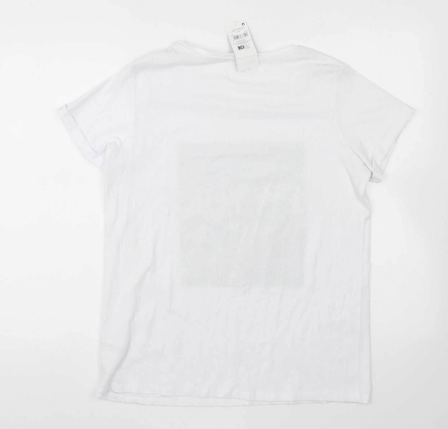 PEP & CO Womens White Cotton Basic T-Shirt Size 10 Round Neck - New York