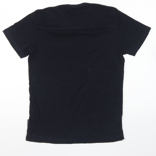 French Connection Womens Blue Cotton Basic T-Shirt Size S Round Neck