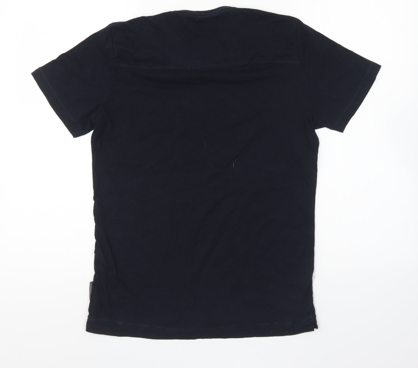 French Connection Womens Blue Cotton Basic T-Shirt Size S Round Neck