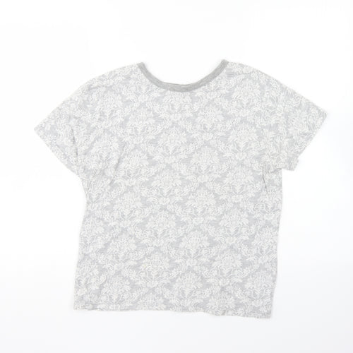 Atmosphere Womens Grey Geometric Cotton Basic T-Shirt Size 14 Round Neck