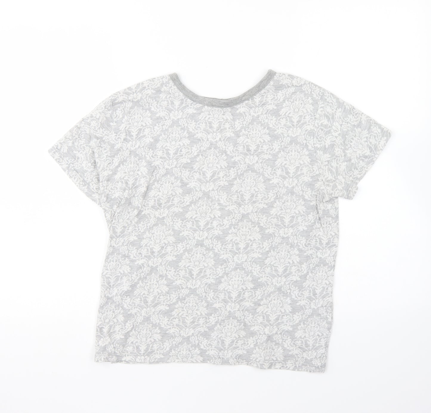 Atmosphere Womens Grey Geometric Cotton Basic T-Shirt Size 14 Round Neck
