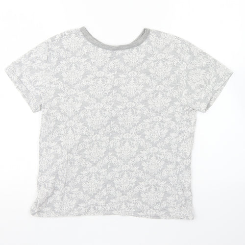 Atmosphere Womens Grey Geometric Cotton Basic T-Shirt Size 14 Round Neck