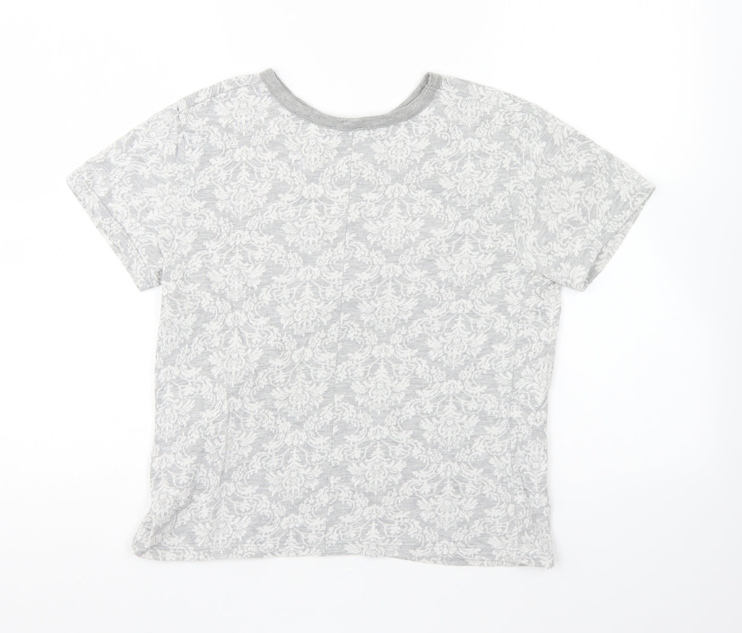 Atmosphere Womens Grey Geometric Cotton Basic T-Shirt Size 14 Round Neck
