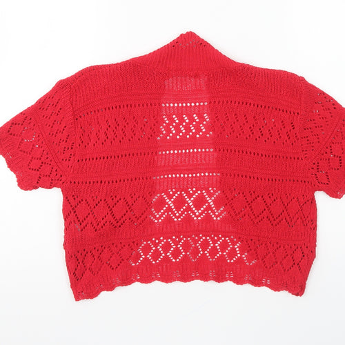 Figaro Womens Red V-Neck Cotton Cardigan Jumper Size S