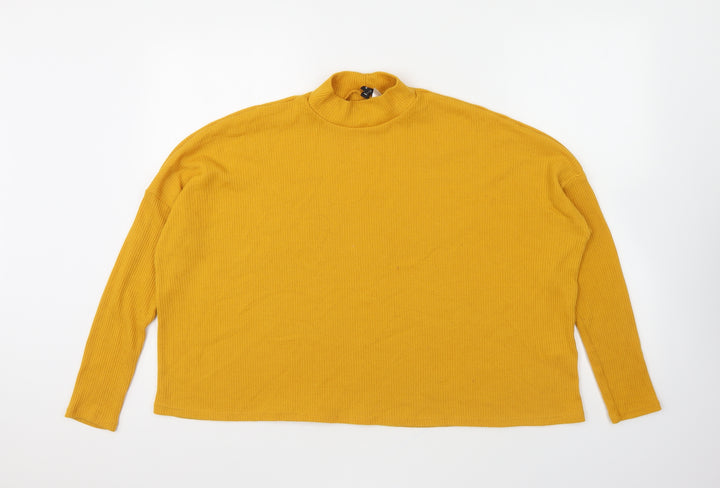 Divided Womens Yellow High Neck Polyester Pullover Jumper Size L