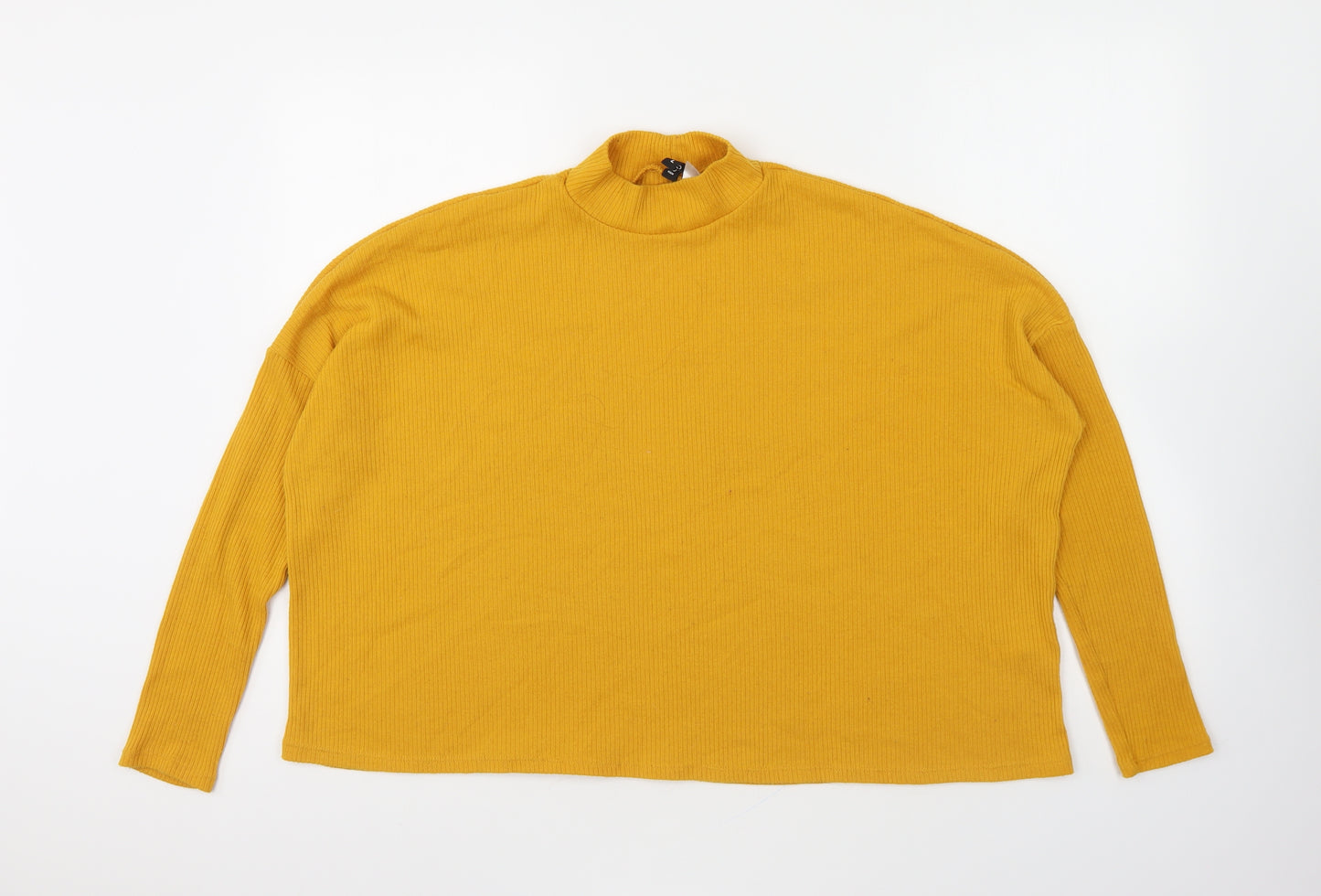 Divided Womens Yellow High Neck Polyester Pullover Jumper Size L