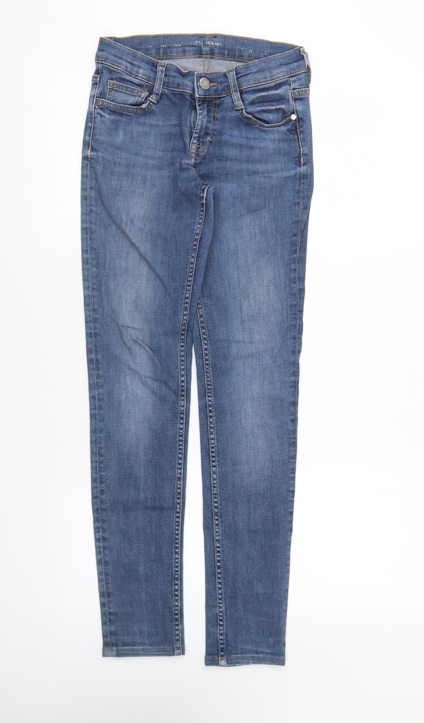FC Jeans Womens Blue Cotton Skinny Jeans Size 6 L28 in Regular Button