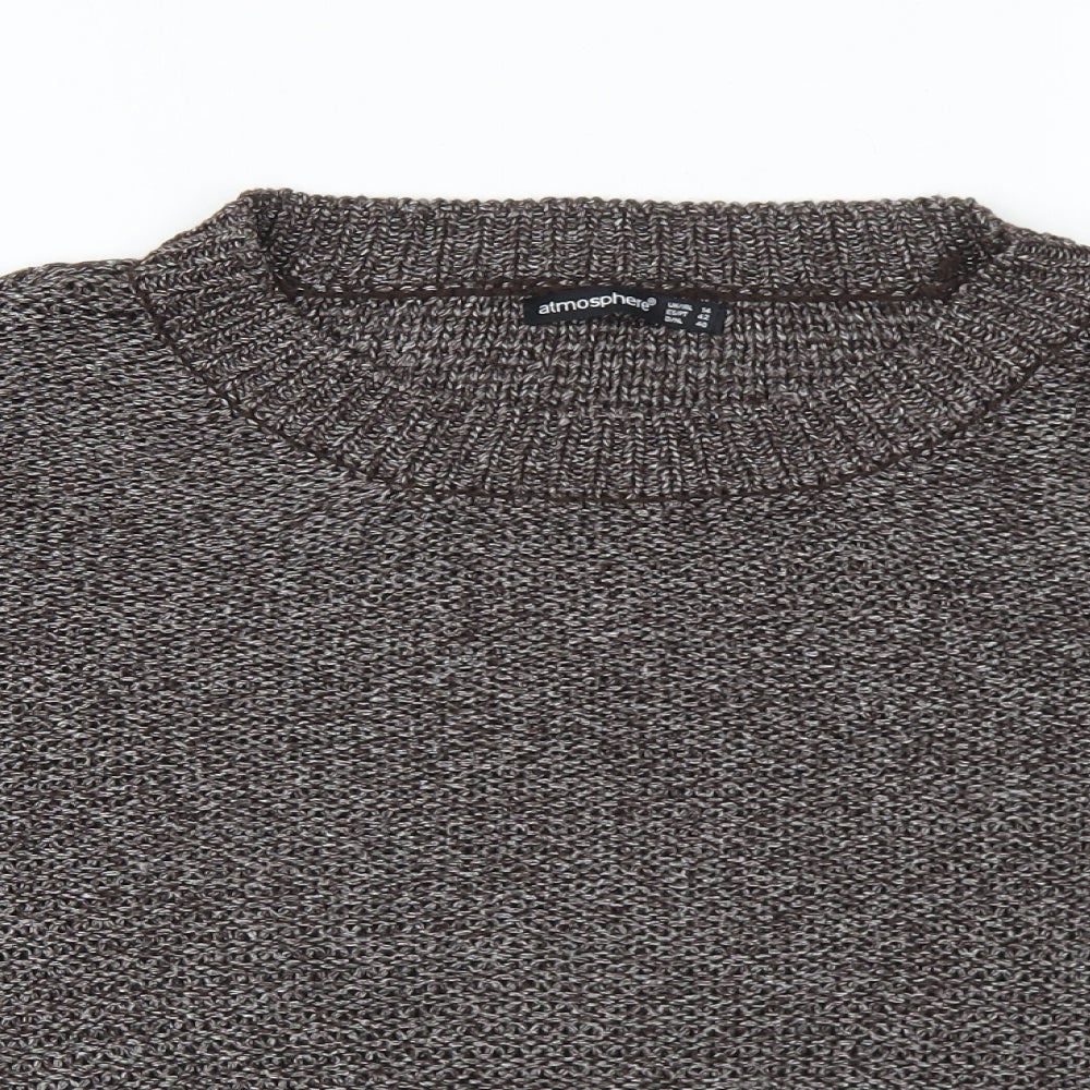 Atmosphere Womens Brown Round Neck Acrylic Pullover Jumper Size 14